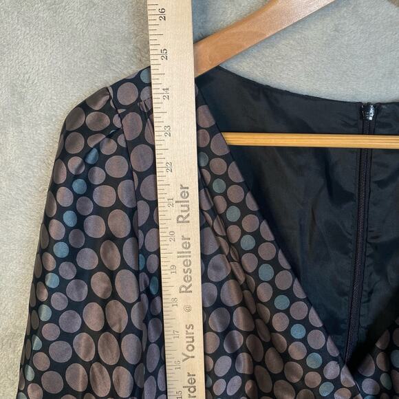 Y2k Babydoll Top Size 4 Silk Puff Sleeve Polka Dot Office Boho Chic Fairy Grunge - Picture 8 of 16